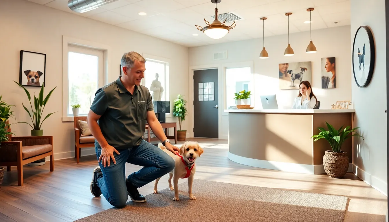 inviting reception area at Northwoods Pet Care Center.